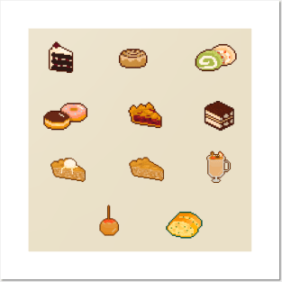 Desserts + garlic bread pixel art Posters and Art